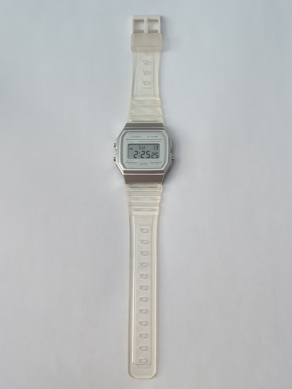 Casio F-91W Women's Digital Watch Silver Clear